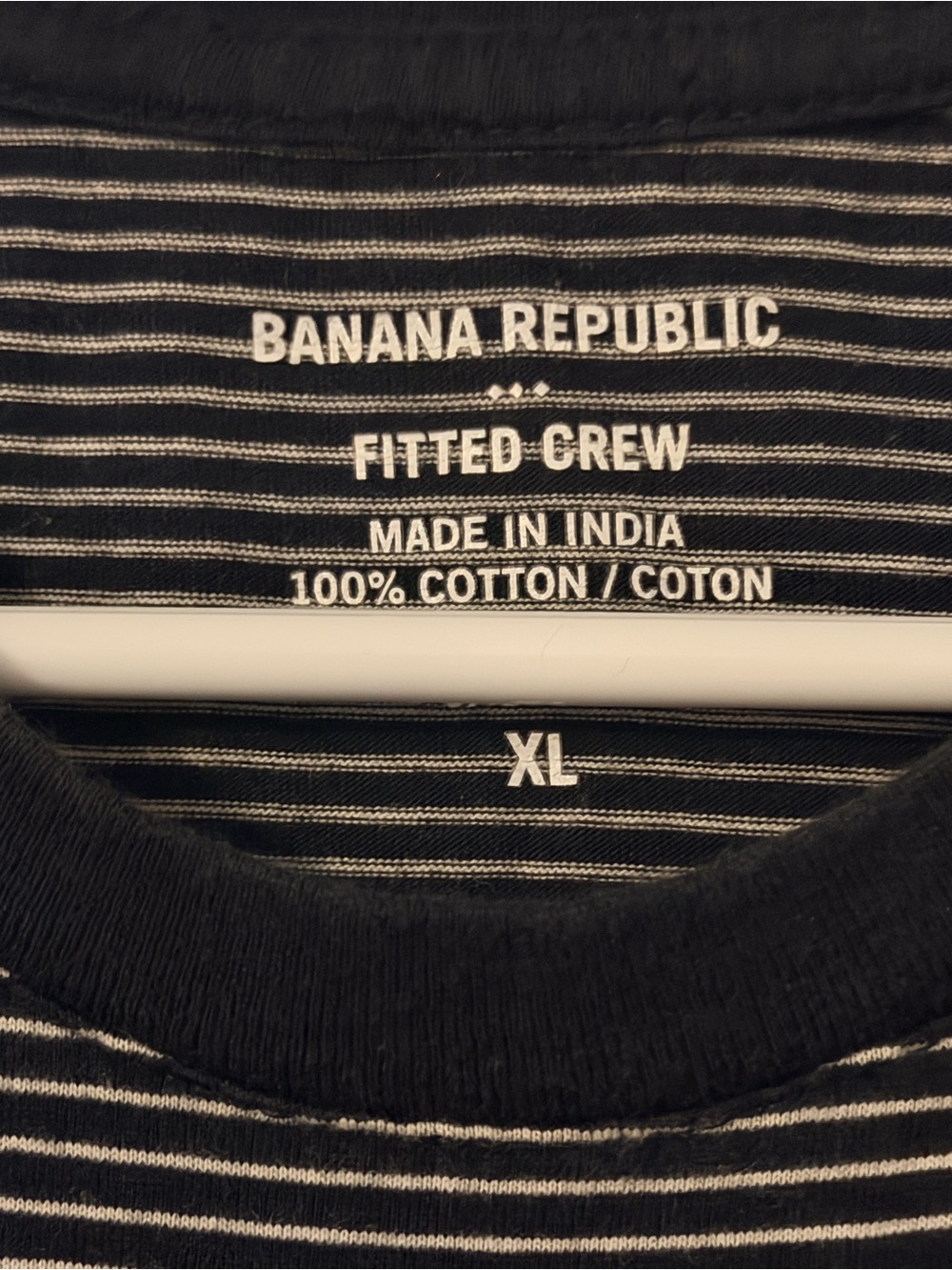 Banana Republic Black and White Striped Fitted Crew T-Shirt